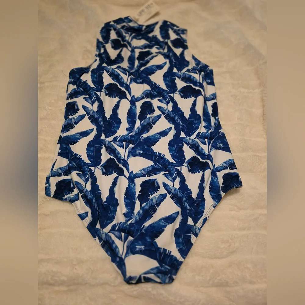 NWT Cabana Life Blue Palms One Piece Swimsuit XLARGE $169 - Picture 2 of 5